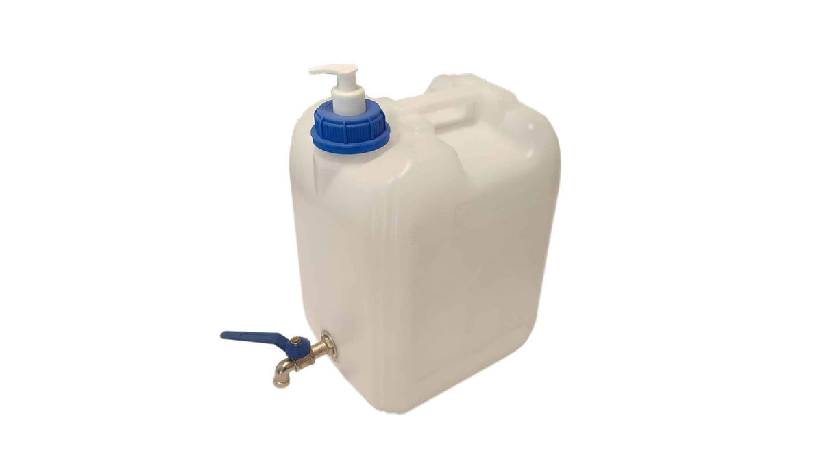 Kanna s kovovým kohútom a dávkovačom mydla