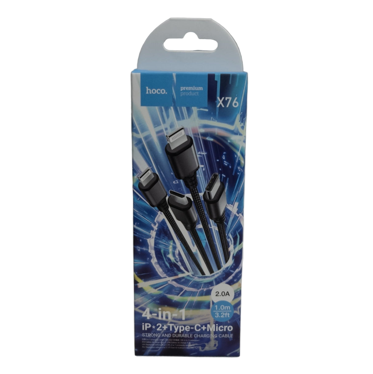 Dátový kábel 4v1 (Lightning/Type-C Micro USB) čierny 1m X76