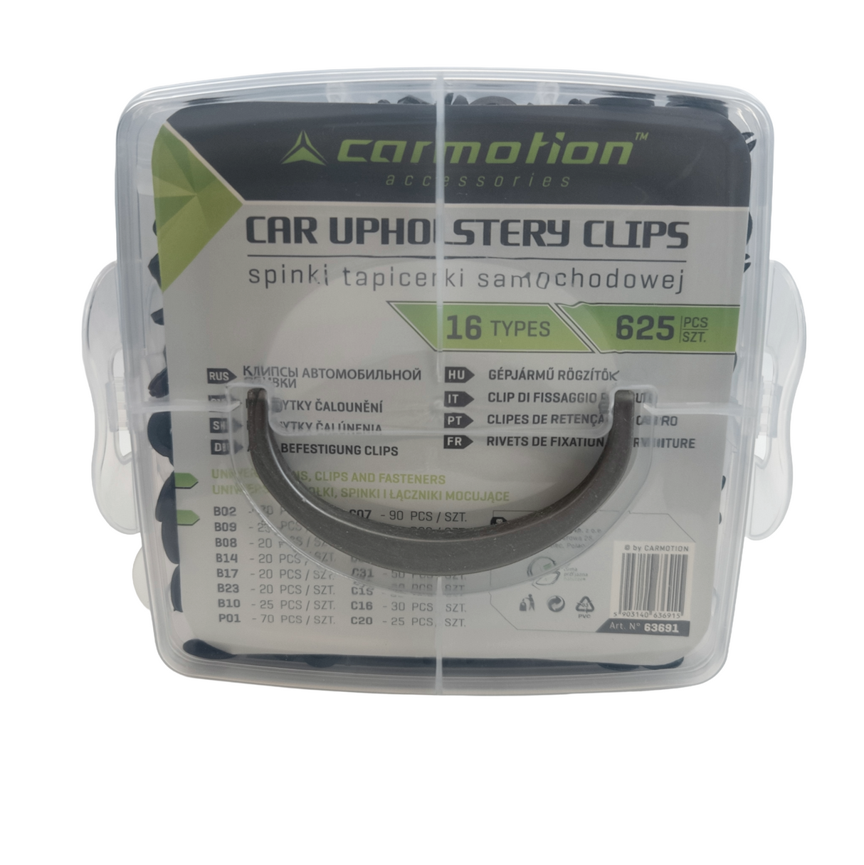 Spony do auta sada 16 typov 625 ks