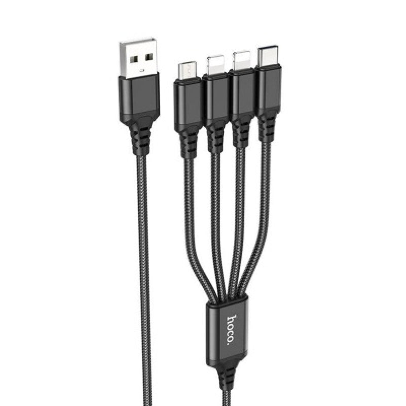 Dátový kábel 4v1 (Lightning/Type-C Micro USB) čierny 1m X76