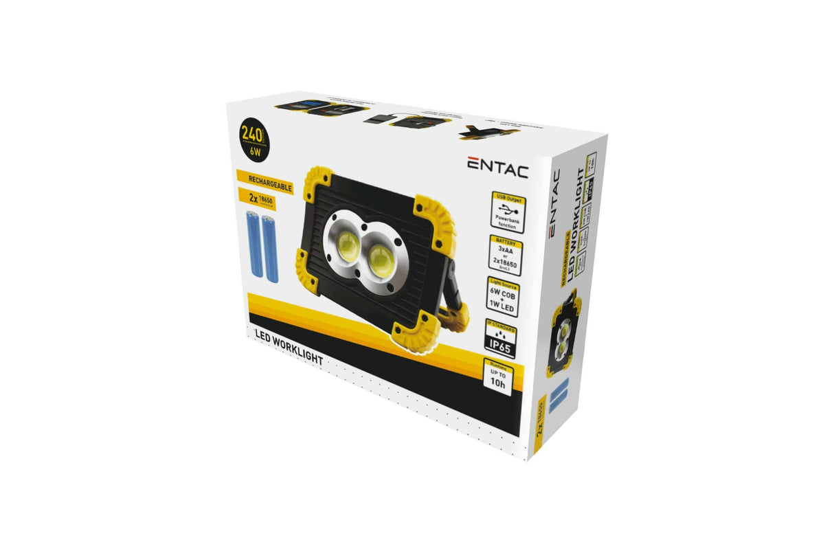 Montážne svetlo 6W+1W COB LED s funkciou Powerbank IP65