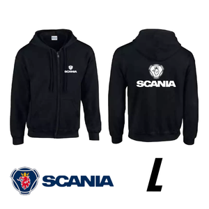 Čierna mikina s kapucňou so značkou Scania