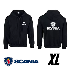Čierna mikina s kapucňou so značkou Scania