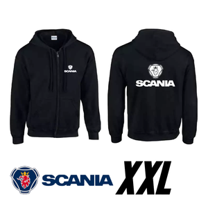 Čierna mikina s kapucňou so značkou Scania
