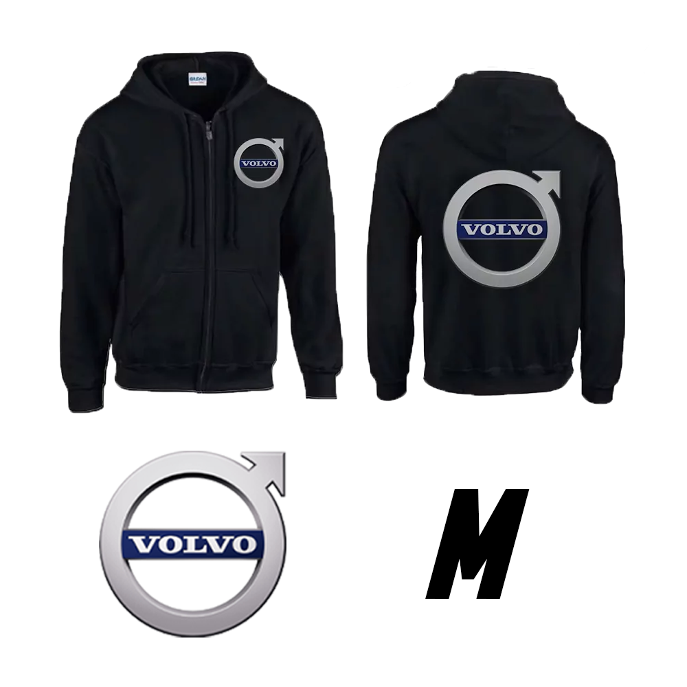 Čierna mikina s kapucňou s logom značky Volvo