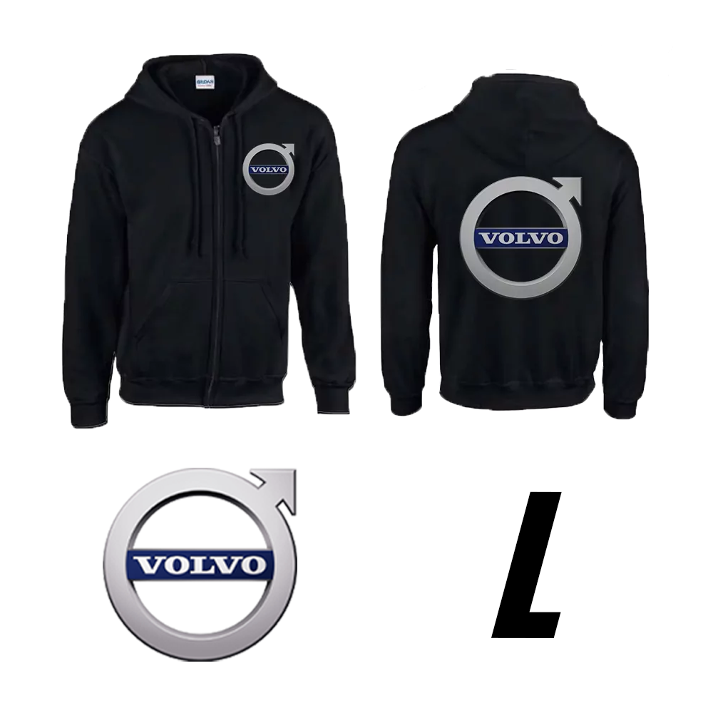 Čierna mikina s kapucňou s logom značky Volvo