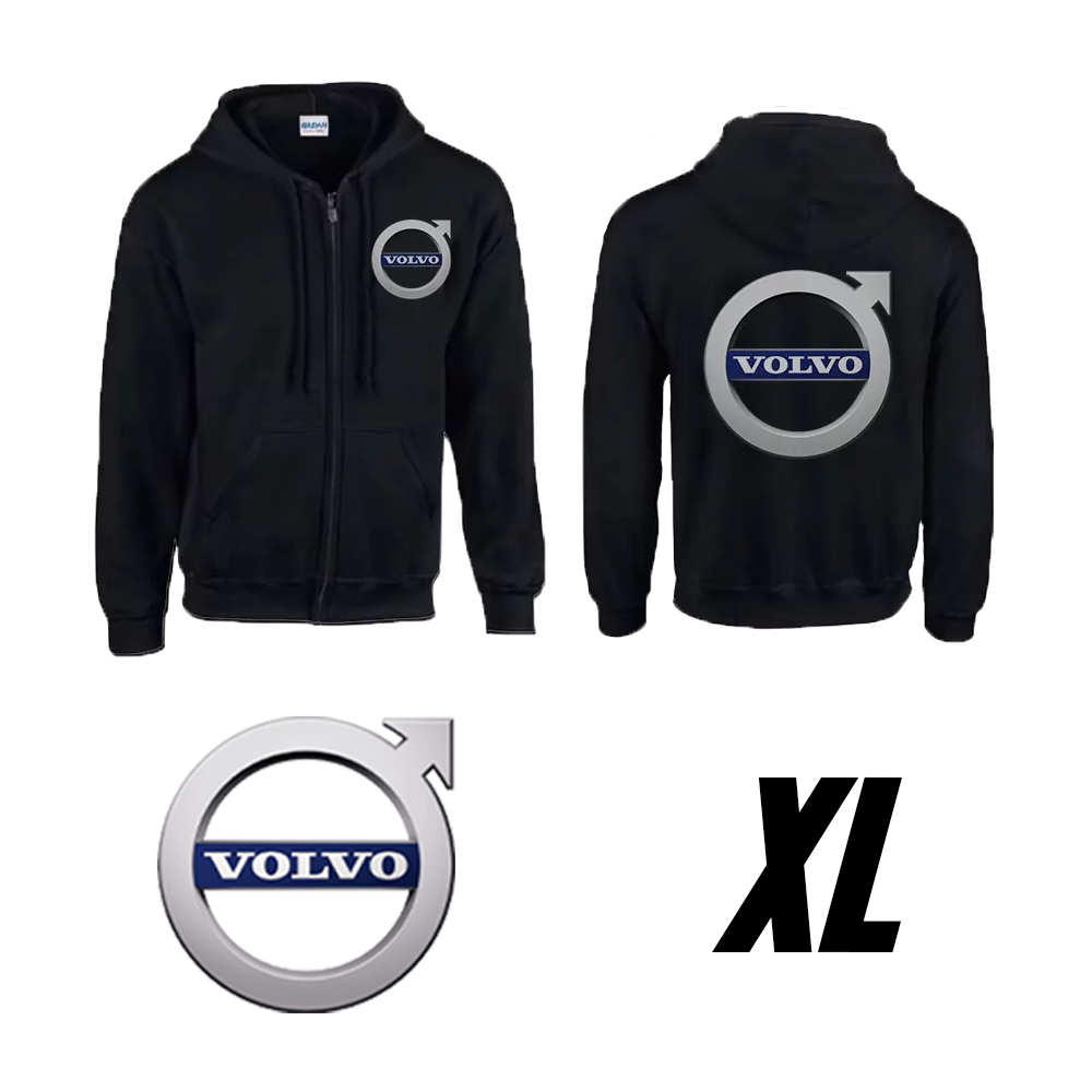 Čierna mikina s kapucňou s logom značky Volvo