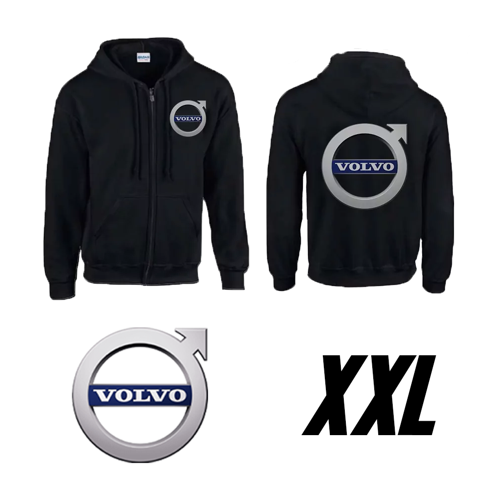 Čierna mikina s kapucňou s logom značky Volvo