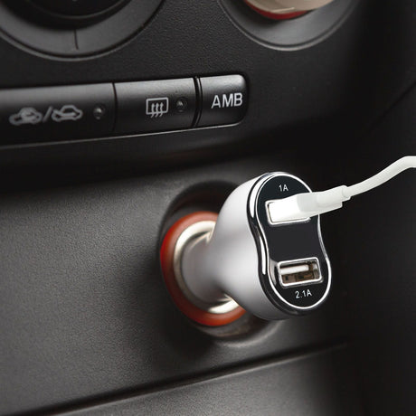 Autonabíjačka s dvojitým USB konektorom pre zapalovač, biela