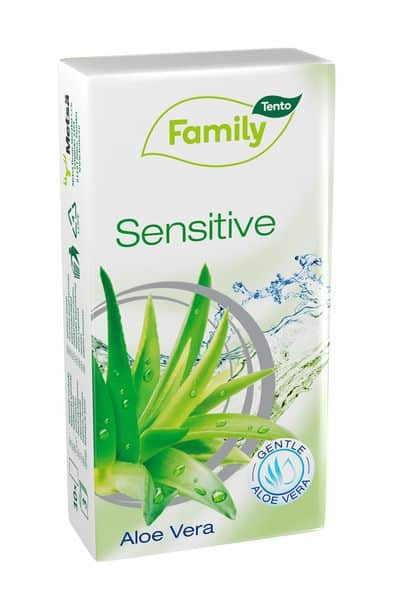 Papierový vreckovník Tento Family Sensitive Aloe Vera (10 ks)