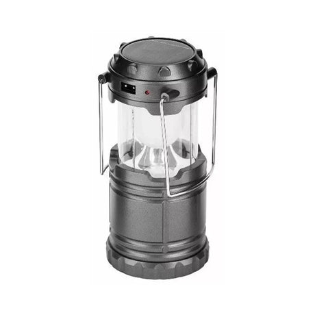 Kempingová lampa s akumulátorom, solárnym panelom, magnetickým