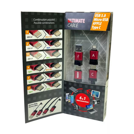 USB dátový a nabíjací kábel 6v1 100 cm