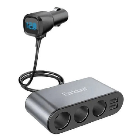 Rozvetvenie do autozapaľovača s 3 autozapaľovačmi, 2 USB a voltmetrom
