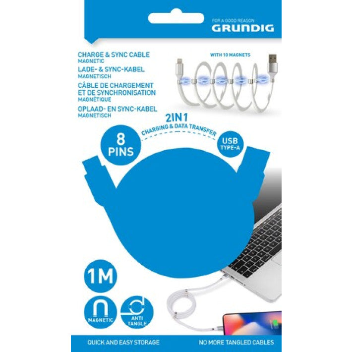 USB Synchronizačný kábel Lightning 8 pin 1m Grundig