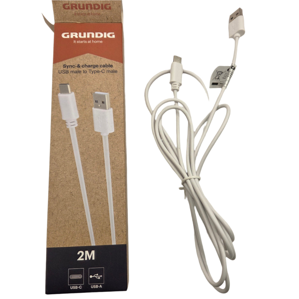 Usb c kábel biely 2 m