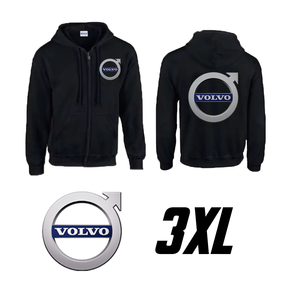 Čierna mikina s kapucňou s logom značky Volvo