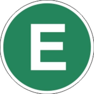 Nálepka E EUR4 v zelenom kruhu s bielym E