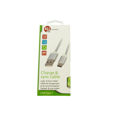 USB nabíjací kábel Type C 1,2m s textilným obalom