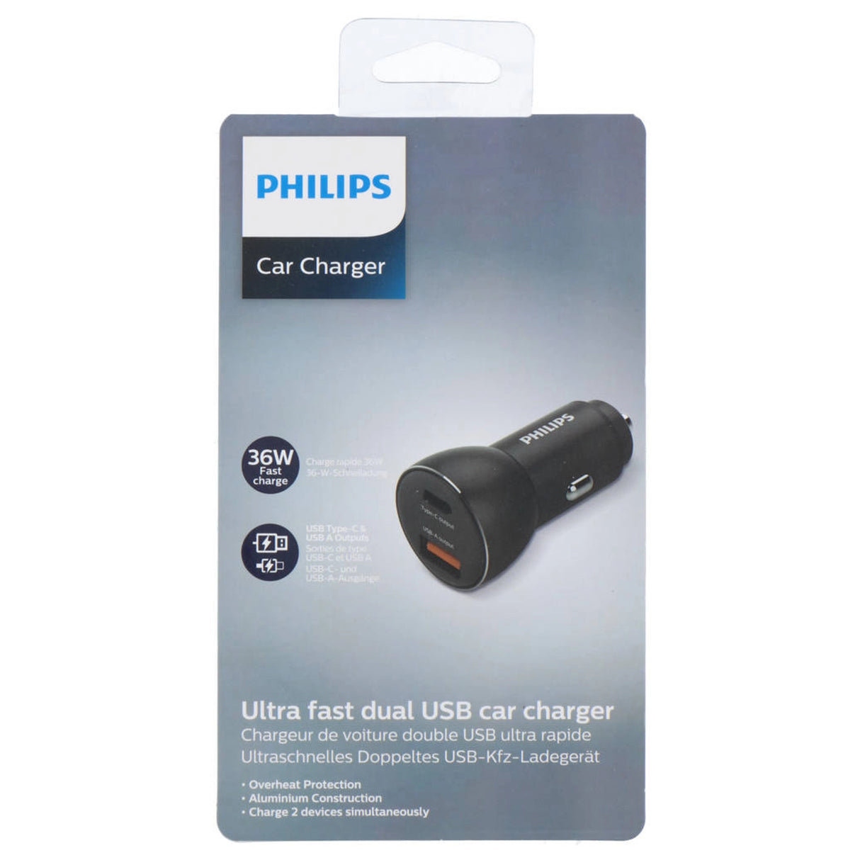 USB adaptér do zapaľovača s rýchlym nabíjaním 36 W