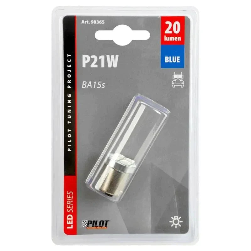 LED autožiarovka P21W modrá