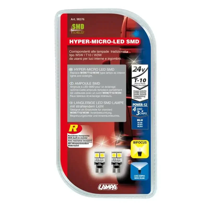 LED autožiarovka T10 Hyper-Led modrá 2ks