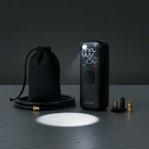 Mini kompresor do auta vstavanou led baterkou a powerbankou